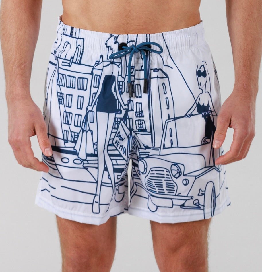 BDM AZUR PRINT Mens Swimwear WHITE - Main Image