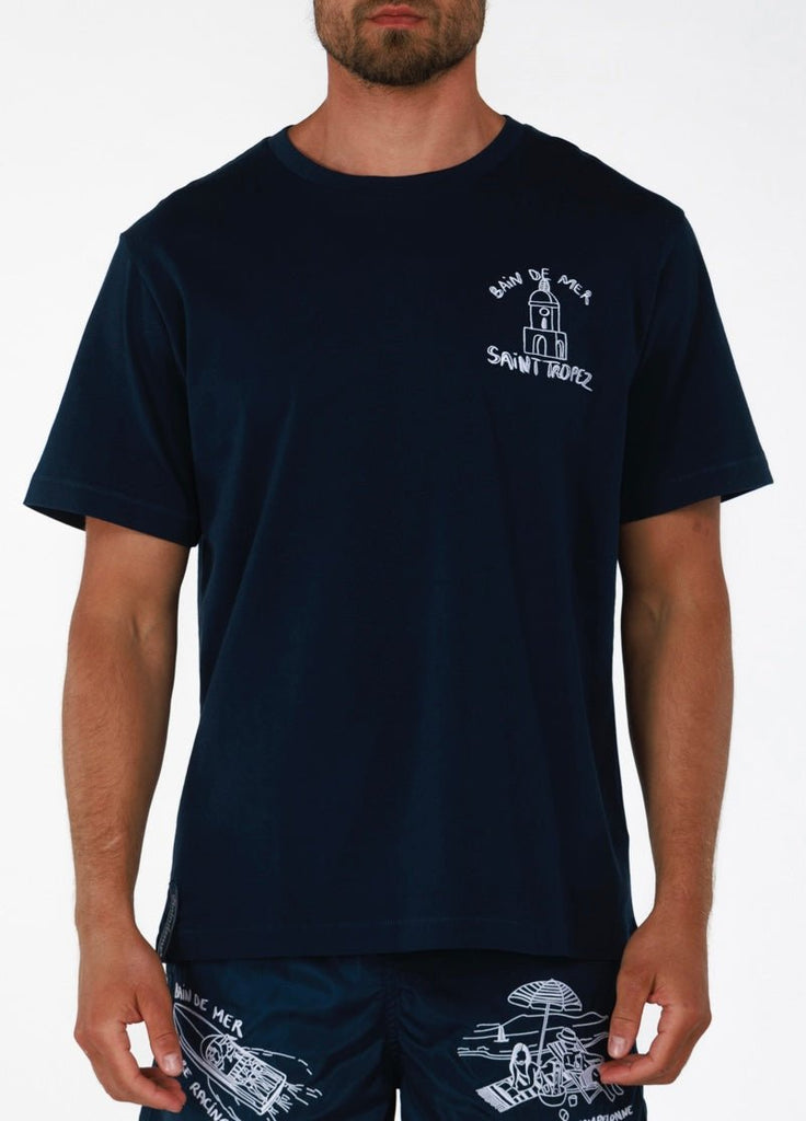 BDM ST. TROPEZ NAVY BLUE | Menʼs OS T - Shirt - BAIN DE MER USA I Luxury Swimwear & Casual wear