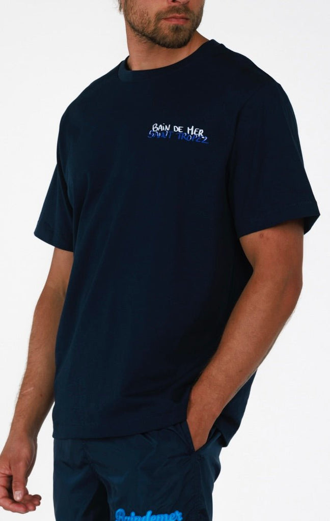 BDM ST.TROPEZ BOAT NAVY BLUE | Menʼs OS T - Shirt - BAIN DE MER USA I Luxury Swimwear & Casual wear