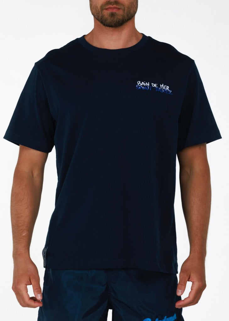 BDM ST.TROPEZ BOAT NAVY BLUE | Menʼs OS T - Shirt - BAIN DE MER USA I Luxury Swimwear & Casual wear