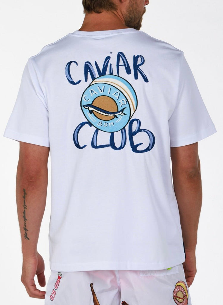 CAVIAR CLUB WHITE | Menʼs OS T - Shirt - BAIN DE MER USA I Luxury Swimwear & Casual wear