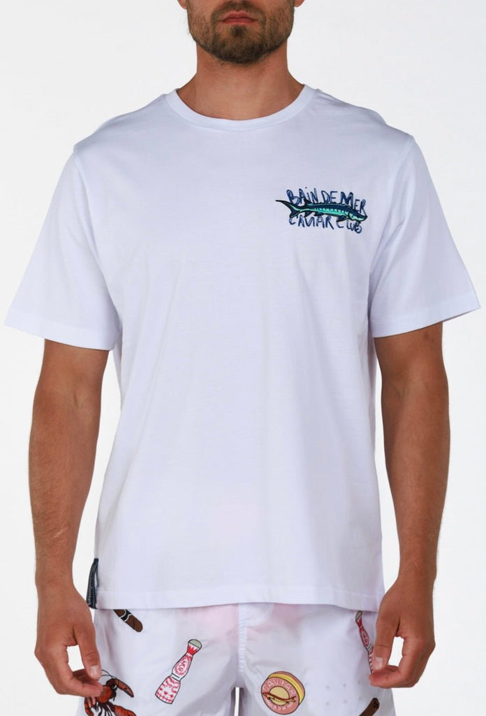 CAVIAR CLUB WHITE | Menʼs OS T - Shirt - BAIN DE MER USA I Luxury Swimwear & Casual wear