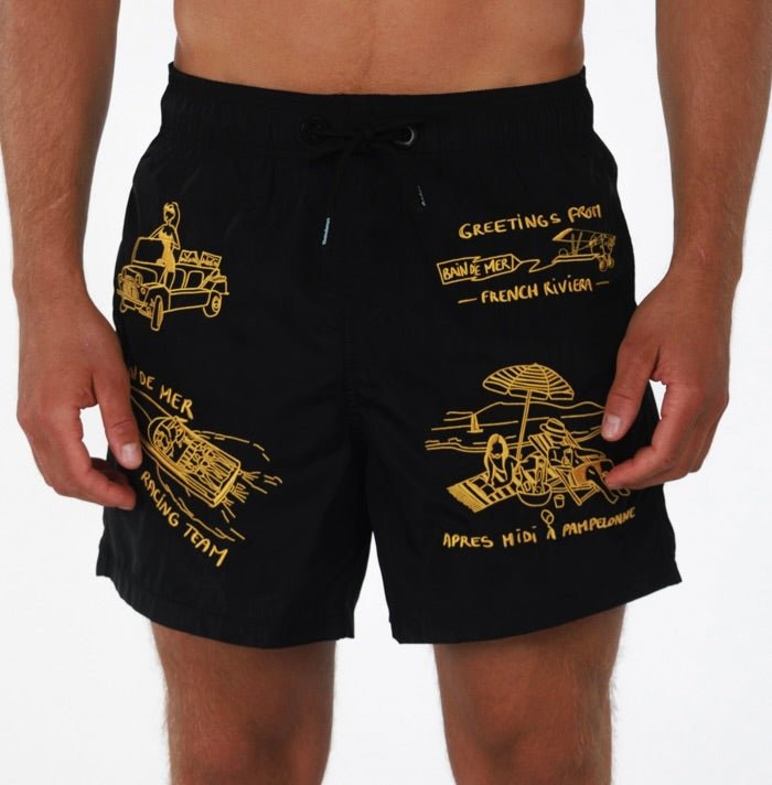 FRENCH RIVIERA | Mens Swimwear BLACK - BAIN DE MER USA I Luxury Swimwear & Casual wear