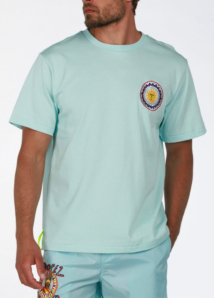 ST. TROPEZ DOLCE VITA SKY BLUE | Menʼs OS T - Shirt - BAIN DE MER USA I Luxury Swimwear & Casual wear