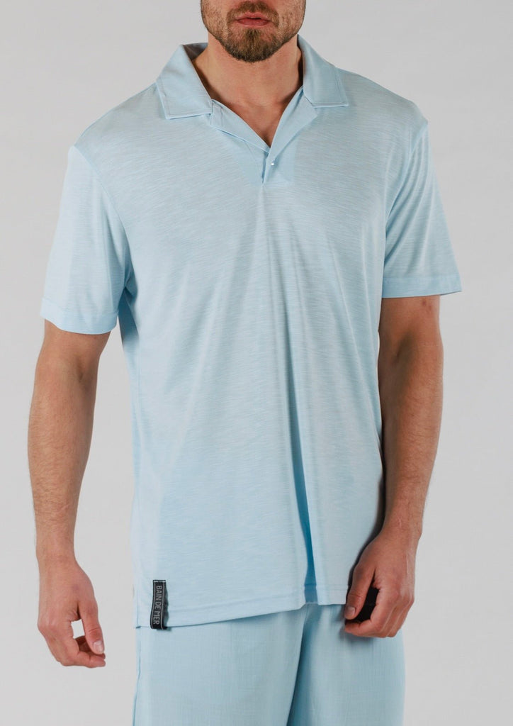 VEIL WOOD POLO | SKY BLUE - BAIN DE MER USA I Luxury Swimwear & Casual wear