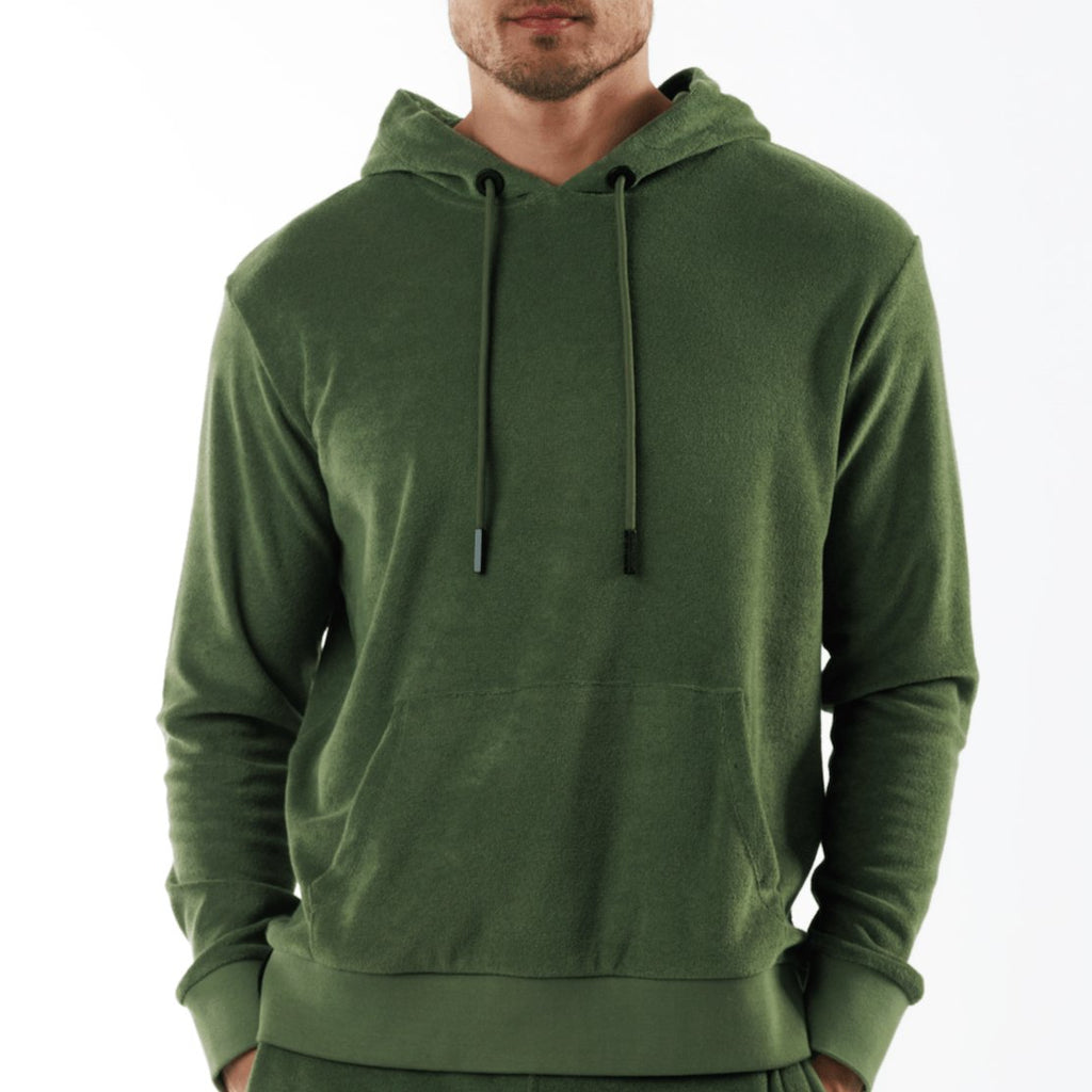 BOHEME MILITARY GREEN | Towelling Hoodie - BAIN DE MER USA I Luxury swimwear & casual wear