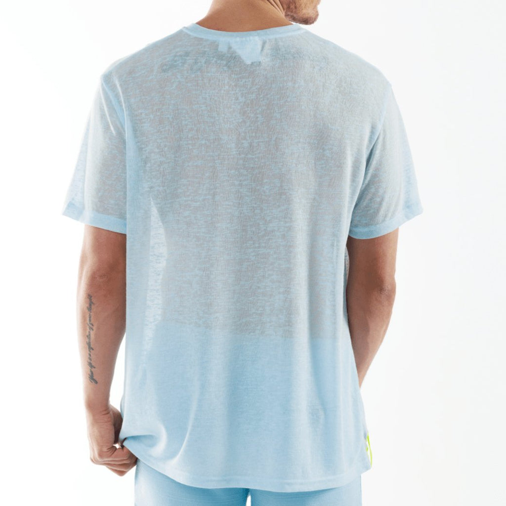 L'ORMEAUX SKY BLUE | Oversized Linen T-Shirt - BAIN DE MER USA I Luxury Swimwear & Casual wear