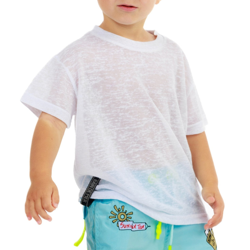 L'ORMEAUX TIFFANY BLUE| Kids Linen T-Shirt - BAIN DE MER USA I Luxury Swimwear & Casual wear