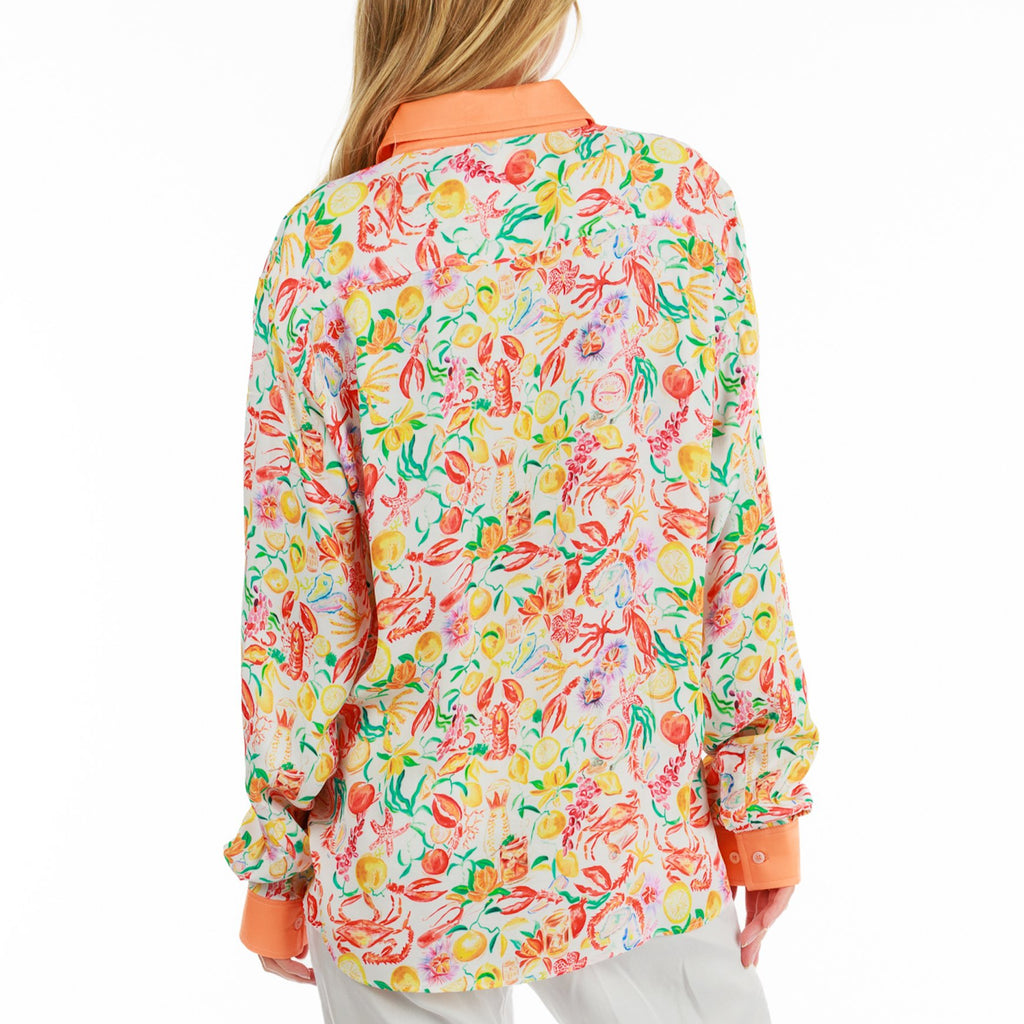SILKY ORANGE | Oversized Women's Shirt Long Sleeve - BAIN DE MER USA I Luxury Swimwear & Casual wear