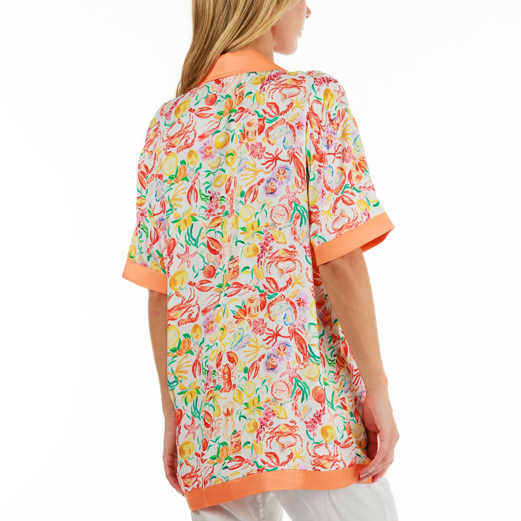 SILKY ORANGE | Women's Oversized Shirt Short Sleeve - BAIN DE MER USA I Luxury Swimwear & Casual wear